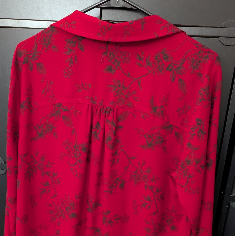 Maurices red floral button-up